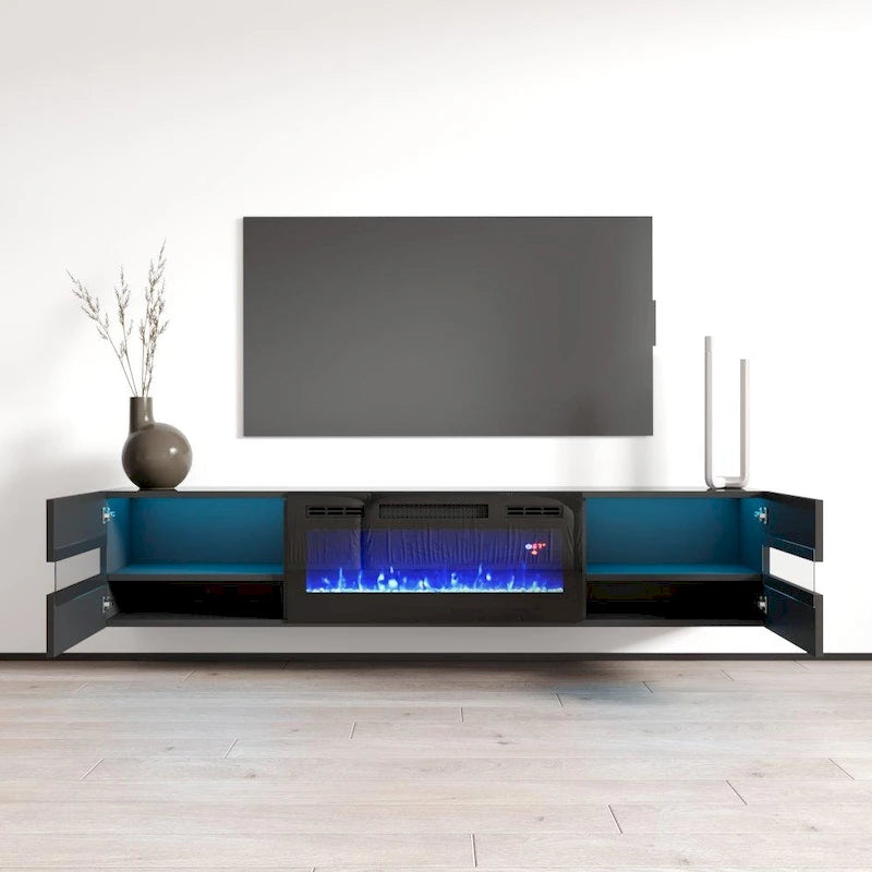 Wall Mounted Electric Fireplace 72 TV Stand
