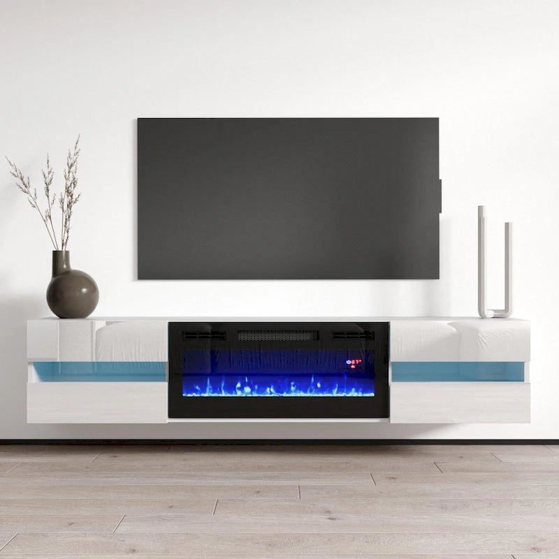 Wall Mounted Electric Fireplace 72 TV Stand