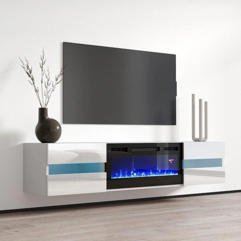 Wall Mounted Electric Fireplace 72 TV Stand