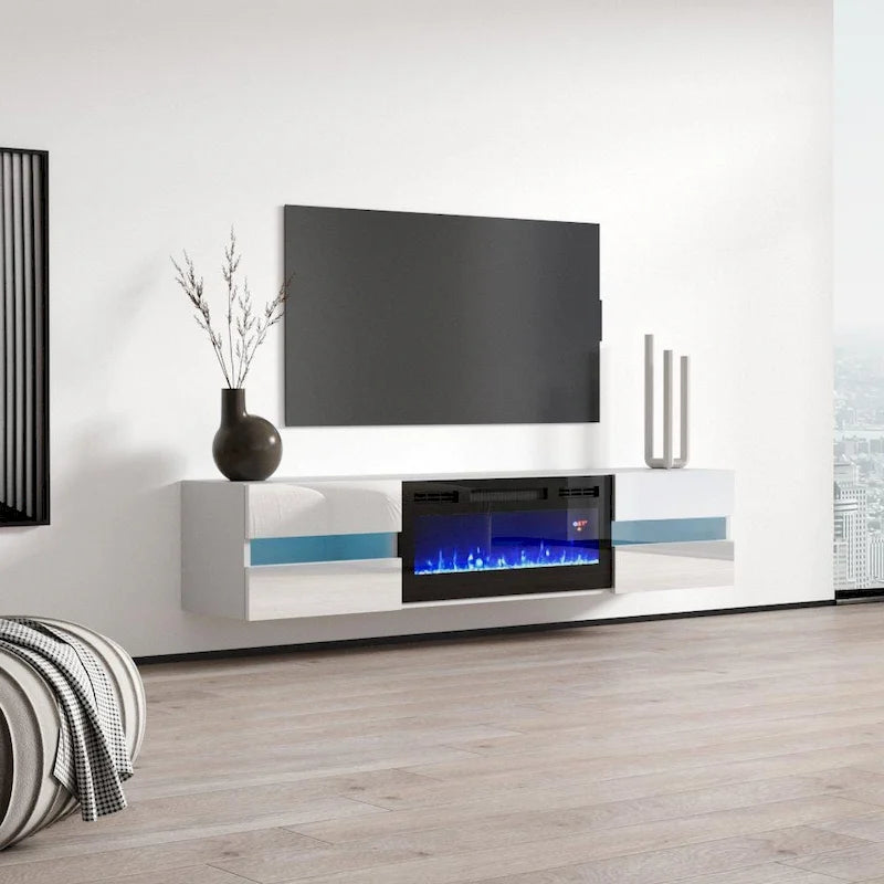 Wall Mounted Electric Fireplace 72 TV Stand