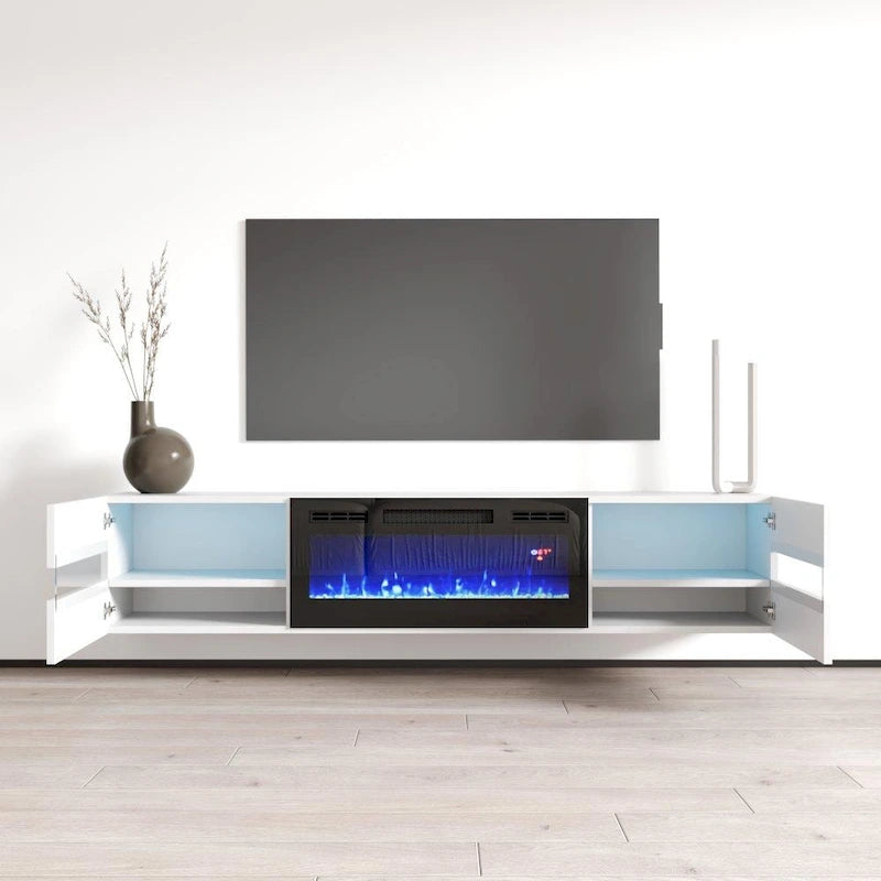 Wall Mounted Electric Fireplace 72 TV Stand