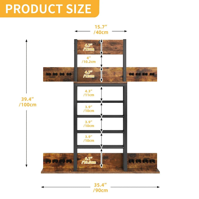 8-Cue Wall Mounting Billiard Rack with 24-Ball Storage Rack