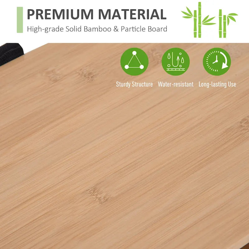 Bamboo Floor Cabinet Bathroom Floor Cabinet Living Room Organizer Tower with Multiple Shelves and Doors, Natural