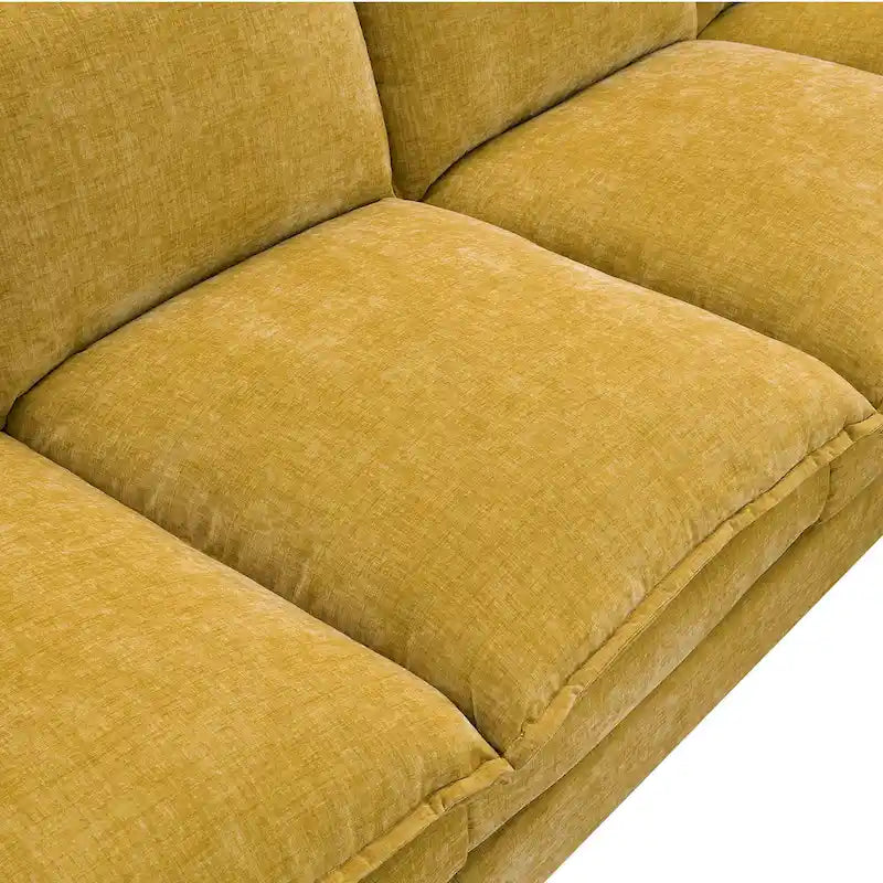 [VIDEO provided][New]118*55 Modern L-shaped Chenille Cloud Sofa with Double Seat Cushions,5-seat Upholstered Indoor Furniture,S