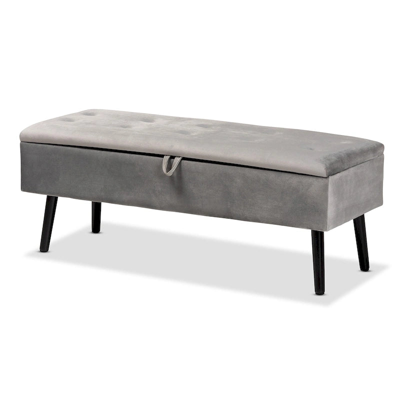 Modern and Contemporary Velvet Wood Storage Bench