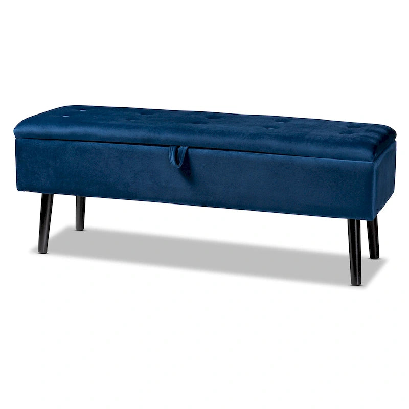 Modern and Contemporary Velvet Wood Storage Bench