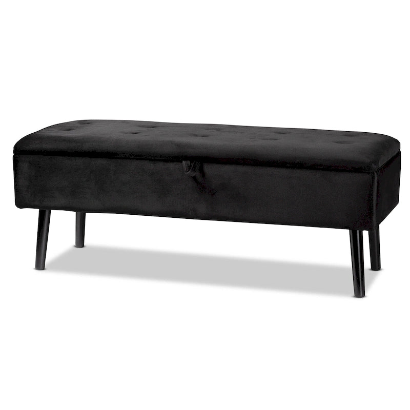 Modern and Contemporary Velvet Wood Storage Bench