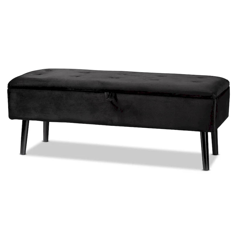 Modern and Contemporary Velvet Wood Storage Bench