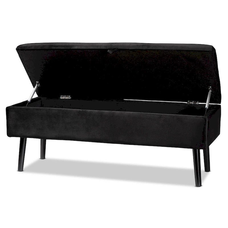 Modern and Contemporary Velvet Wood Storage Bench