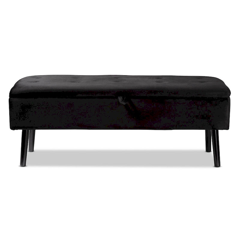 Modern and Contemporary Velvet Wood Storage Bench