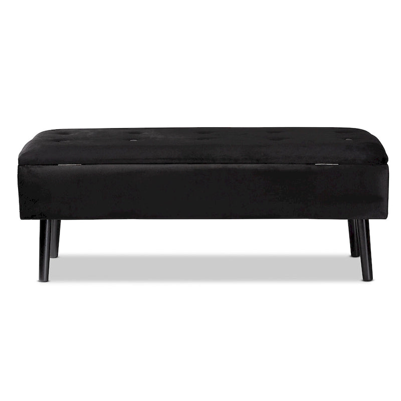 Modern and Contemporary Velvet Wood Storage Bench