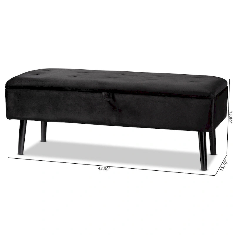 Modern and Contemporary Velvet Wood Storage Bench