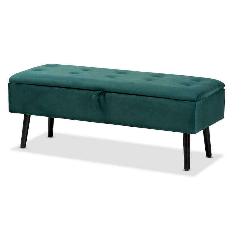 Modern and Contemporary Velvet Wood Storage Bench