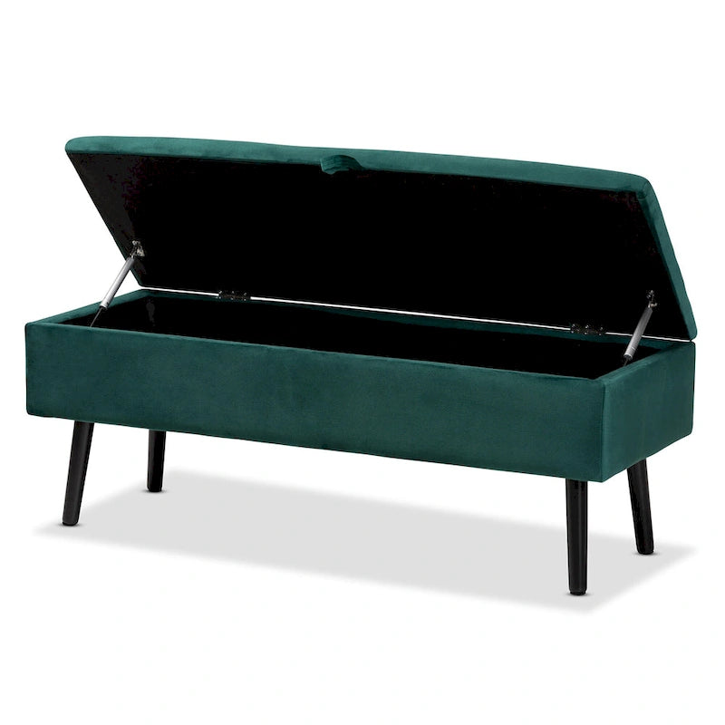 Modern and Contemporary Velvet Wood Storage Bench