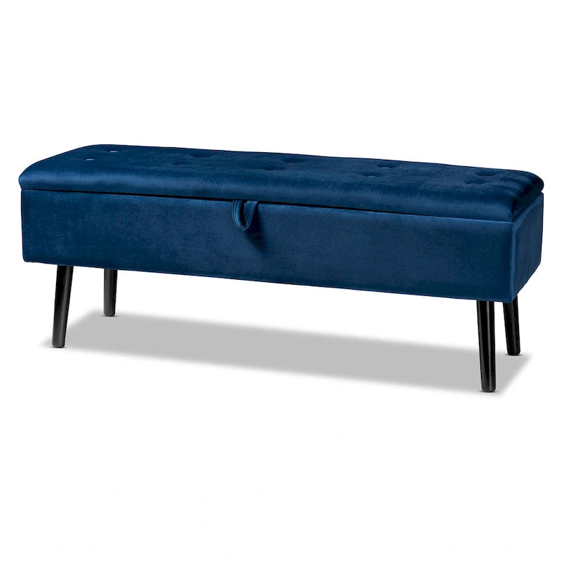Modern and Contemporary Velvet Wood Storage Bench