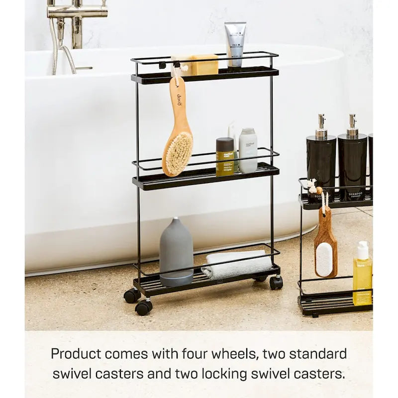 Home Rolling Cart, Steel, Holds 6.6 lbs, Wheels