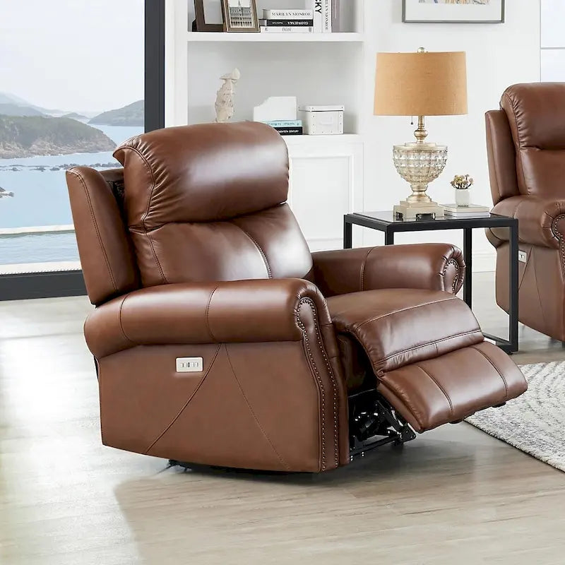 Zero Gravity Power Recline and Headrest Top Grain Leather Recliner