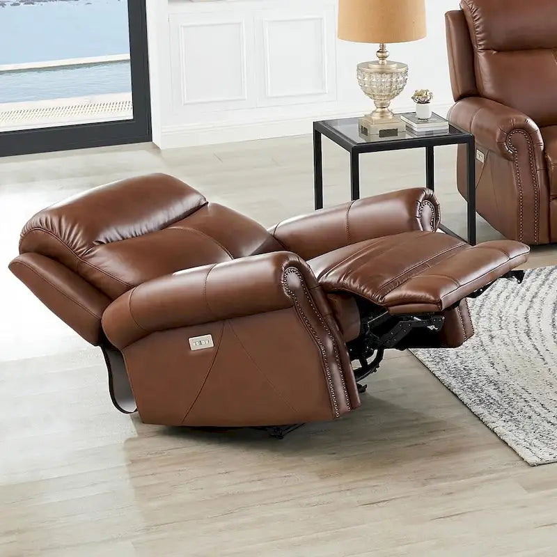 Zero Gravity Power Recline and Headrest Top Grain Leather Recliner