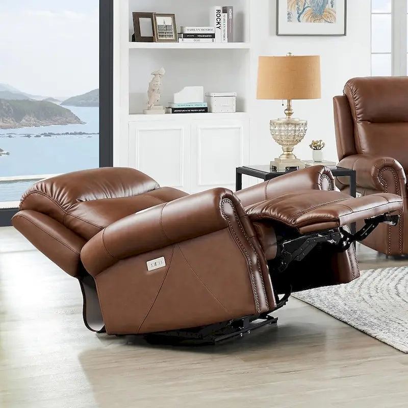 Zero Gravity Power Recline and Headrest Top Grain Leather Recliner