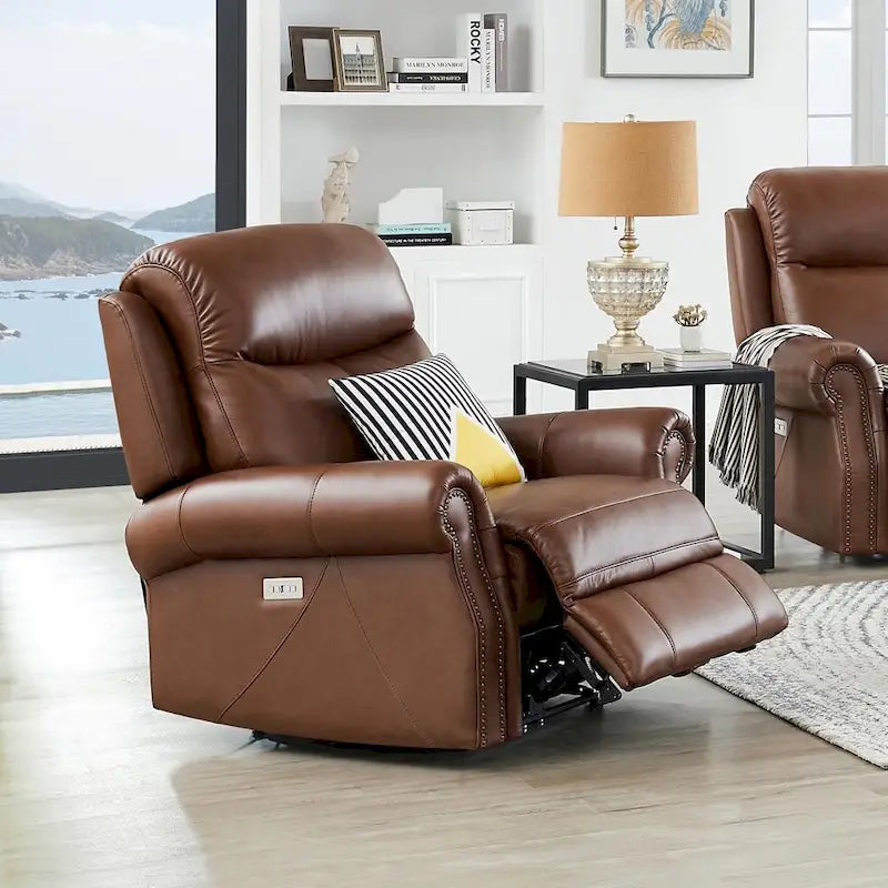 Zero Gravity Power Recline and Headrest Top Grain Leather Recliner