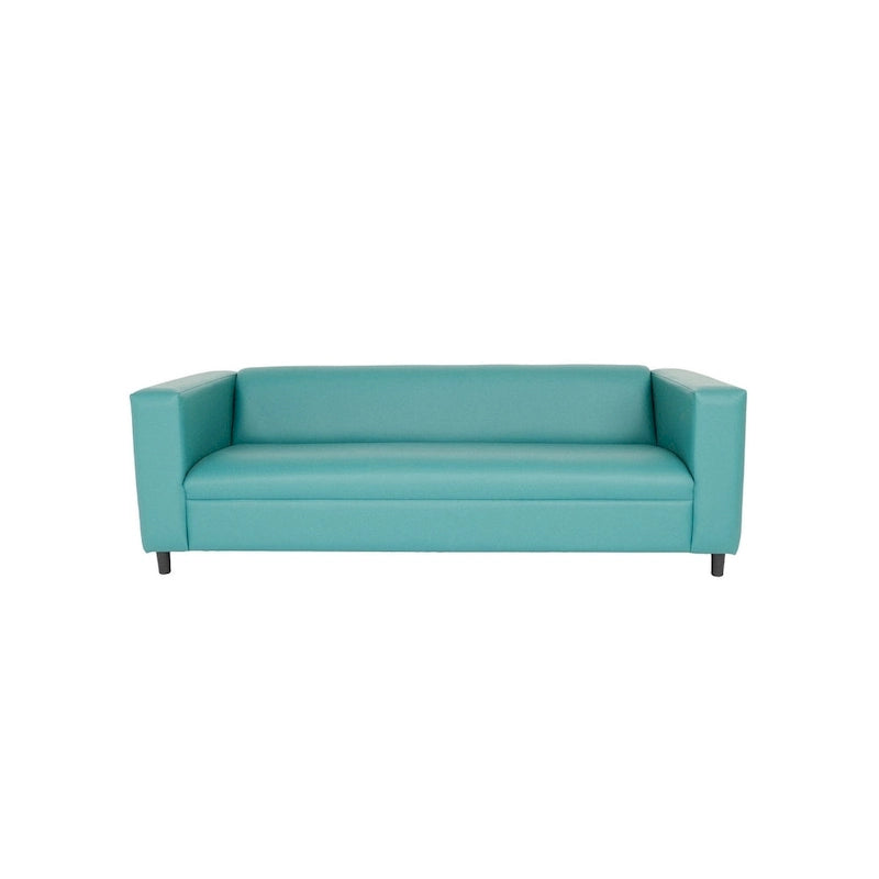 84 Blue Faux Leather Sofa With Black Legs - 84