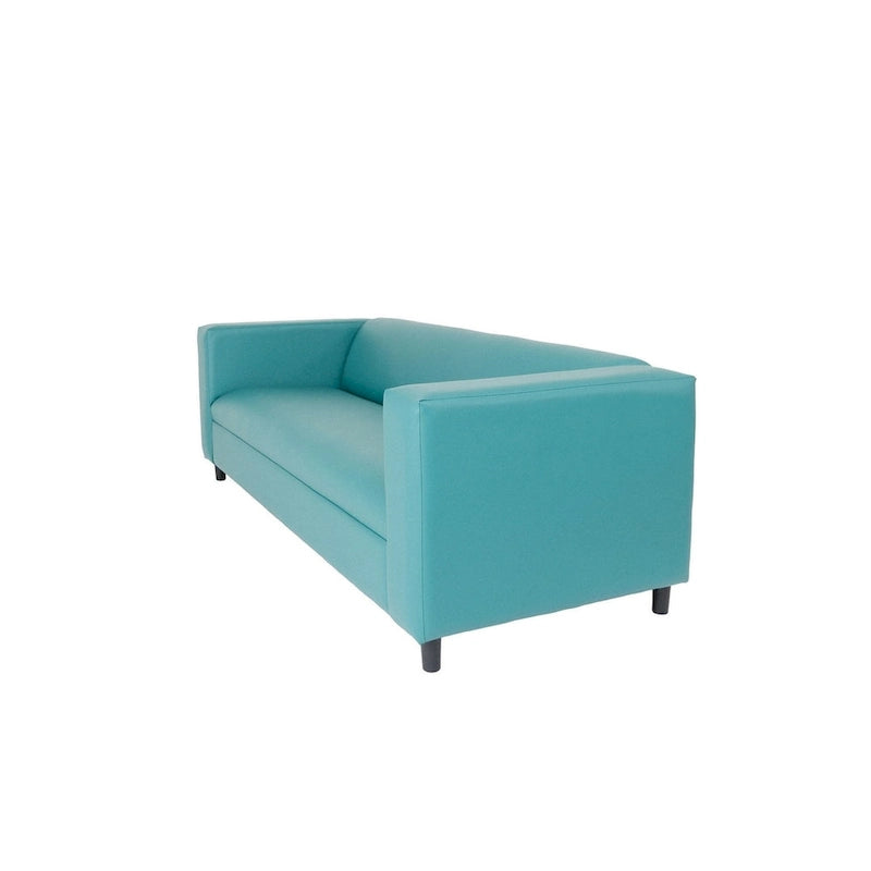 84 Blue Faux Leather Sofa With Black Legs - 84