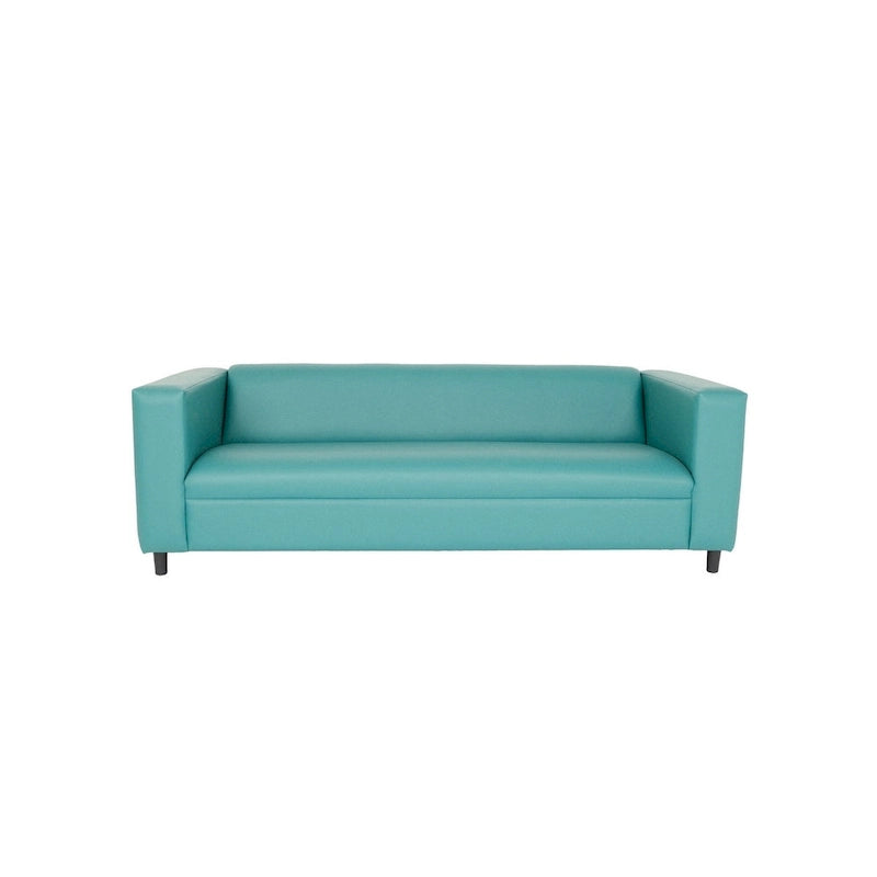 84 Blue Faux Leather Sofa With Black Legs - 84