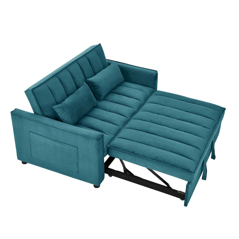 Modern Velvet Loveseat Sofa Couch Pull Out Bed,3 in 1 Convertible For Living Room Sofa Bed
