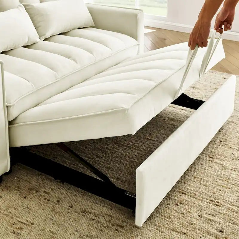 Modern Velvet Loveseat Sofa Couch Pull Out Bed,3 in 1 Convertible For Living Room Sofa Bed