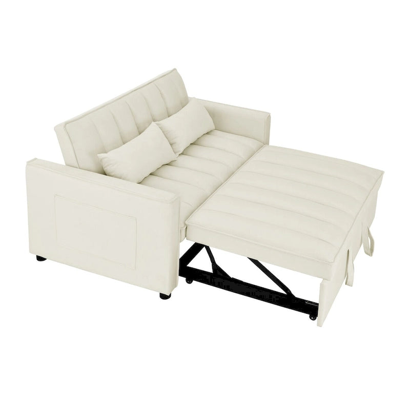 Modern Velvet Loveseat Sofa Couch Pull Out Bed,3 in 1 Convertible For Living Room Sofa Bed