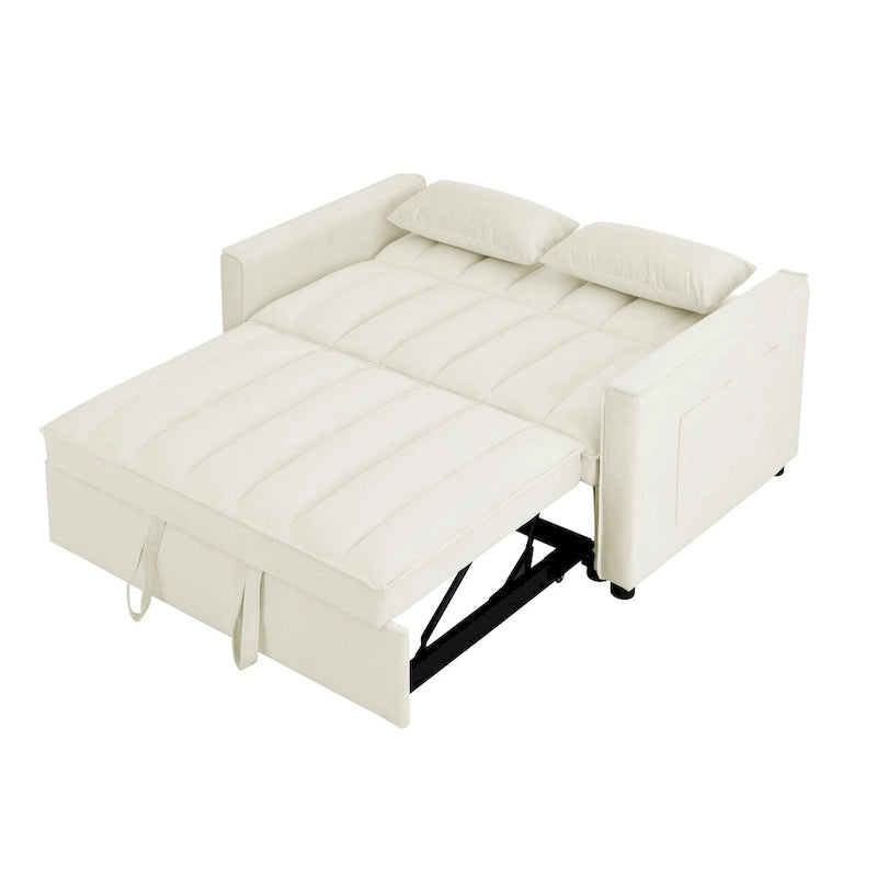 Modern Velvet Loveseat Sofa Couch Pull Out Bed,3 in 1 Convertible For Living Room Sofa Bed