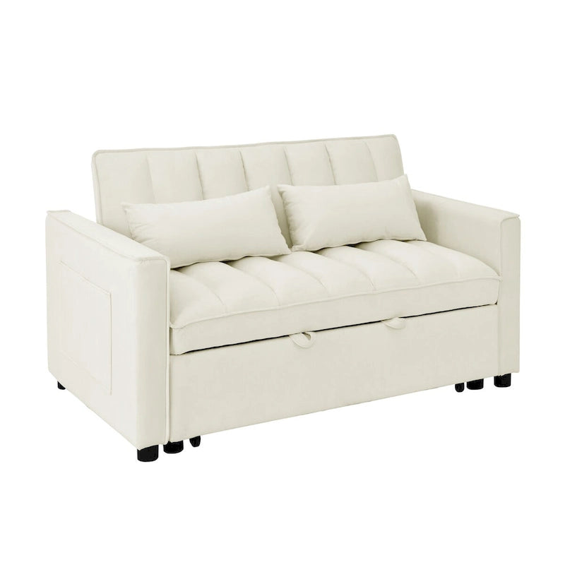 Modern Velvet Loveseat Sofa Couch Pull Out Bed,3 in 1 Convertible For Living Room Sofa Bed