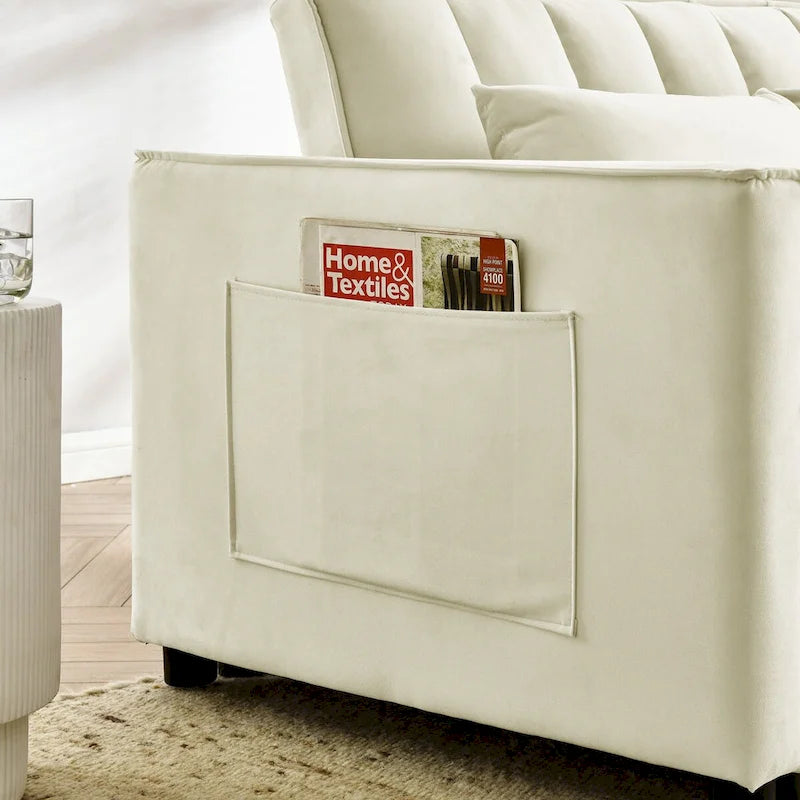 Modern Velvet Loveseat Sofa Couch Pull Out Bed,3 in 1 Convertible For Living Room Sofa Bed
