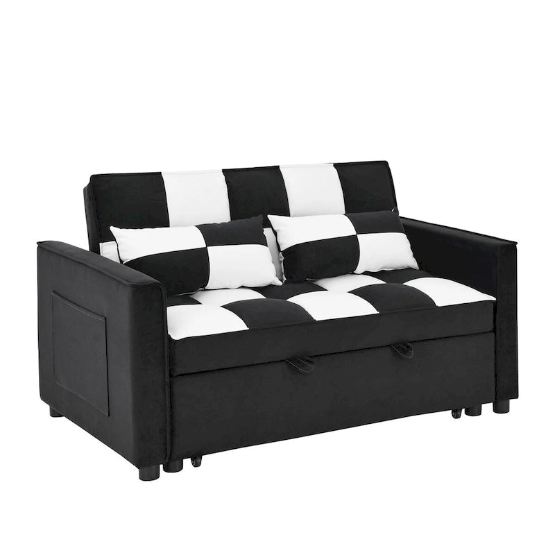 Modern Velvet Loveseat Sofa Couch Pull Out Bed,3 in 1 Convertible For Living Room Sofa Bed