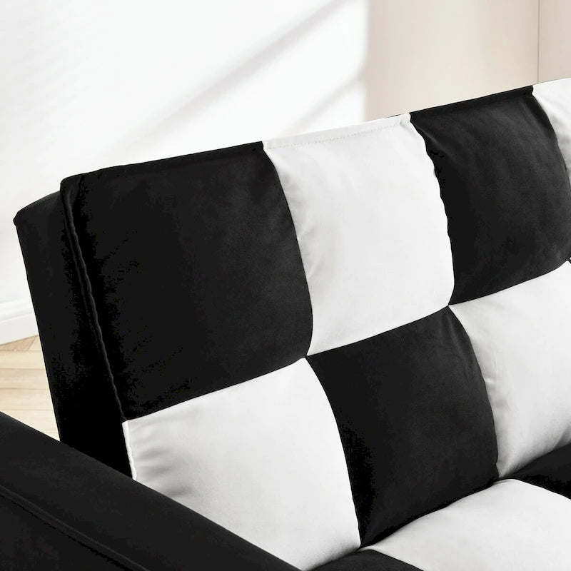 Modern Velvet Loveseat Sofa Couch Pull Out Bed,3 in 1 Convertible For Living Room Sofa Bed