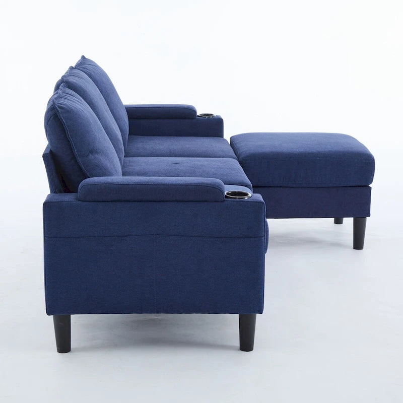 L-Shaped Sectional 3-seater sofa with storage ottoman