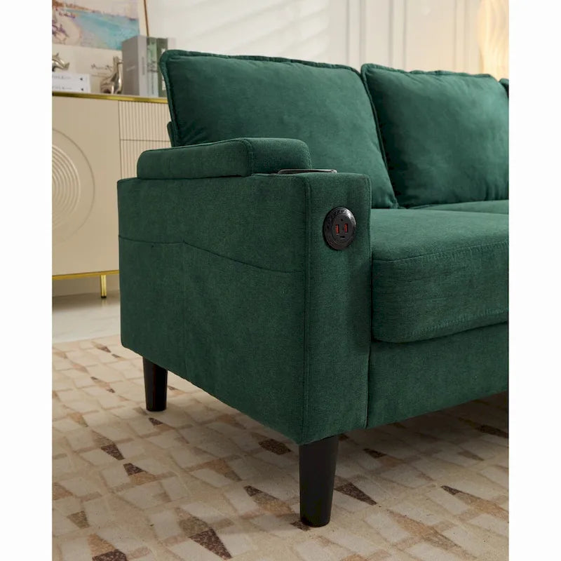 L-Shaped Sectional 3-seater sofa with storage ottoman