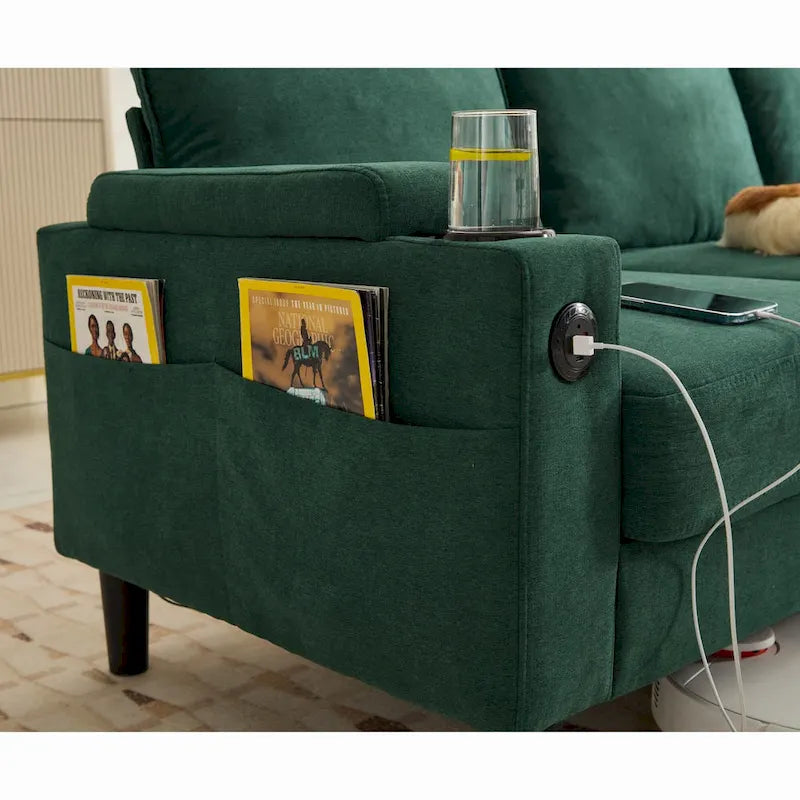L-Shaped Sectional 3-seater sofa with storage ottoman