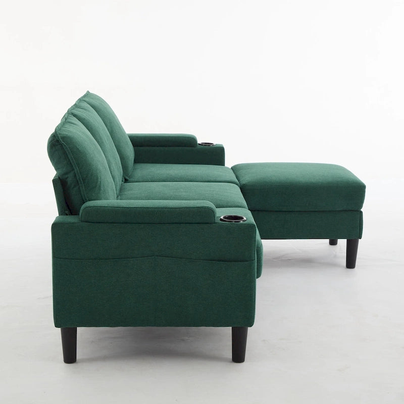 L-Shaped Sectional 3-seater sofa with storage ottoman
