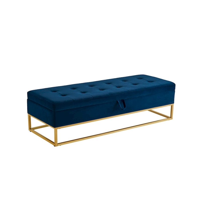 58.6 Bed Bench Metal Base with Storage Pink Velvet