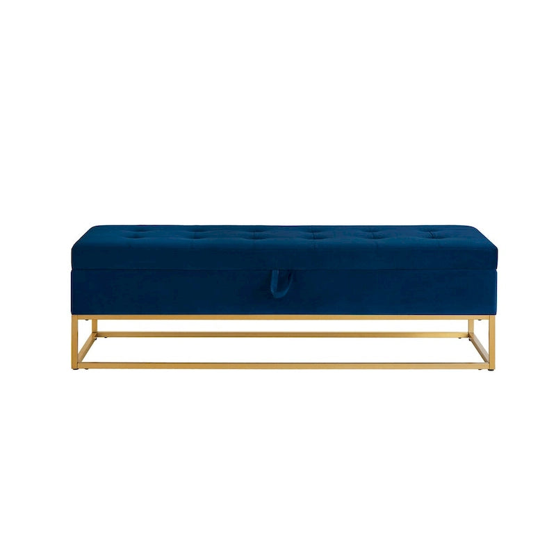 58.6 Bed Bench Metal Base with Storage Pink Velvet