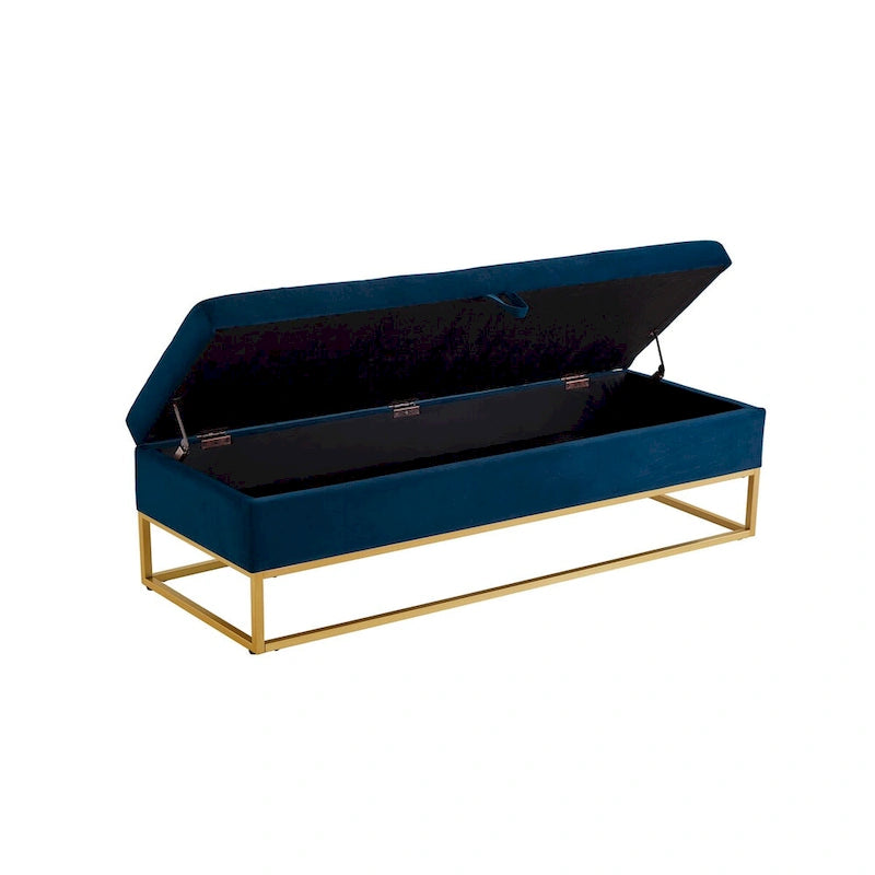 58.6 Bed Bench Metal Base with Storage Pink Velvet