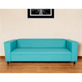 HomeRoots 84 Teal Blue Faux Leather Sofa With Black Legs - 84