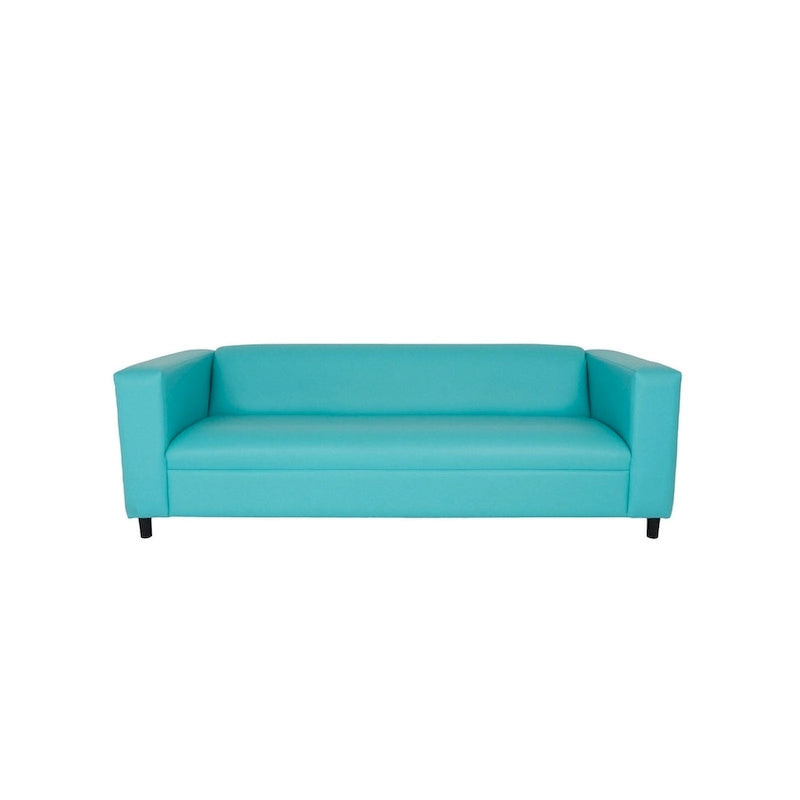 84 Teal Blue Faux Leather Sofa With Black Legs - 84