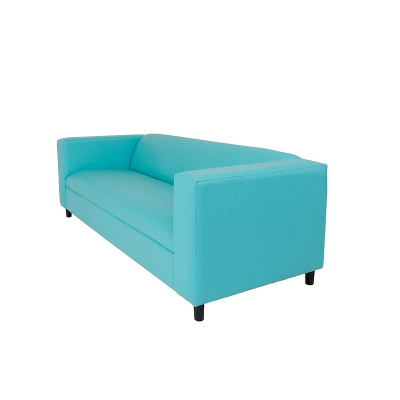 84 Teal Blue Faux Leather Sofa With Black Legs - 84