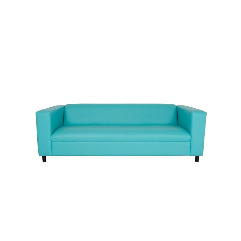 84 Teal Blue Faux Leather Sofa With Black Legs - 84