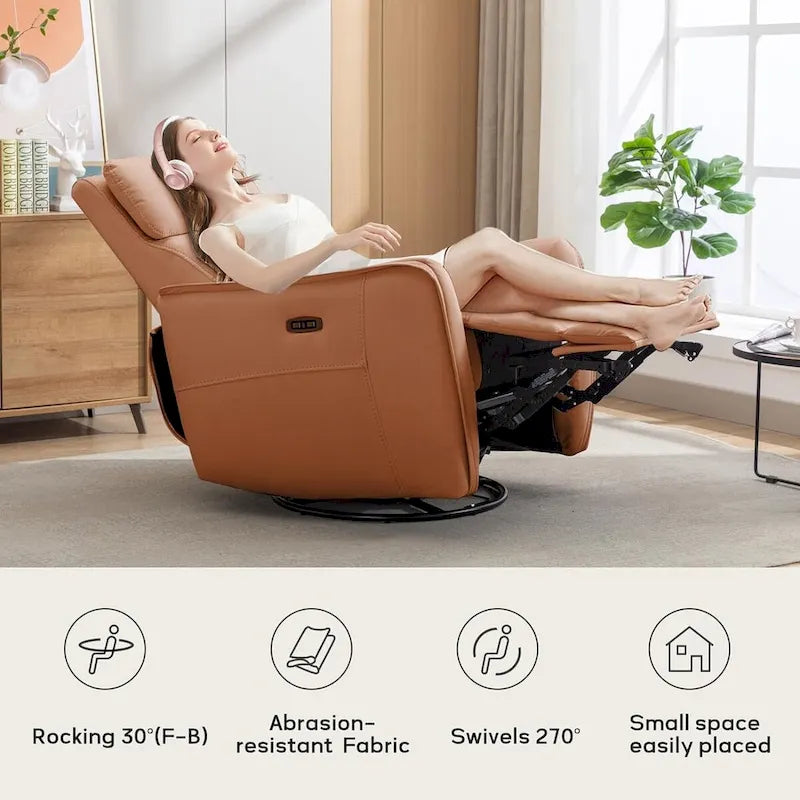 32.3 Wide Power Swivel Rocker Recliner Chairwith USB Ports