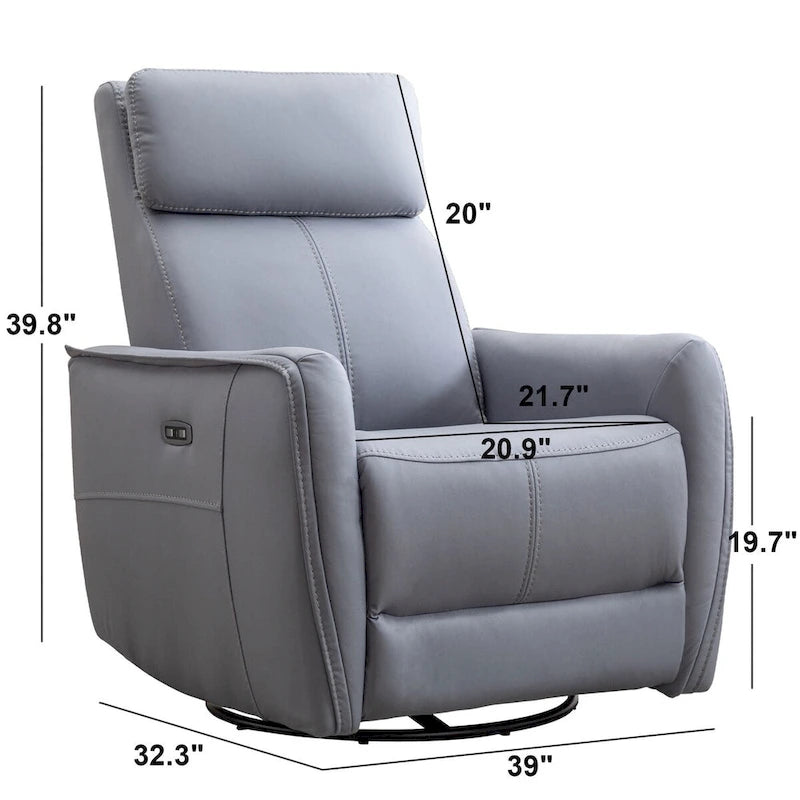 32.3 Wide Power Swivel Rocker Recliner Chairwith USB Ports
