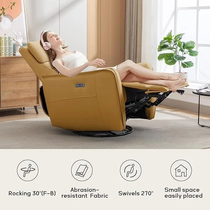 32.3 Wide Power Swivel Rocker Recliner Chairwith USB Ports