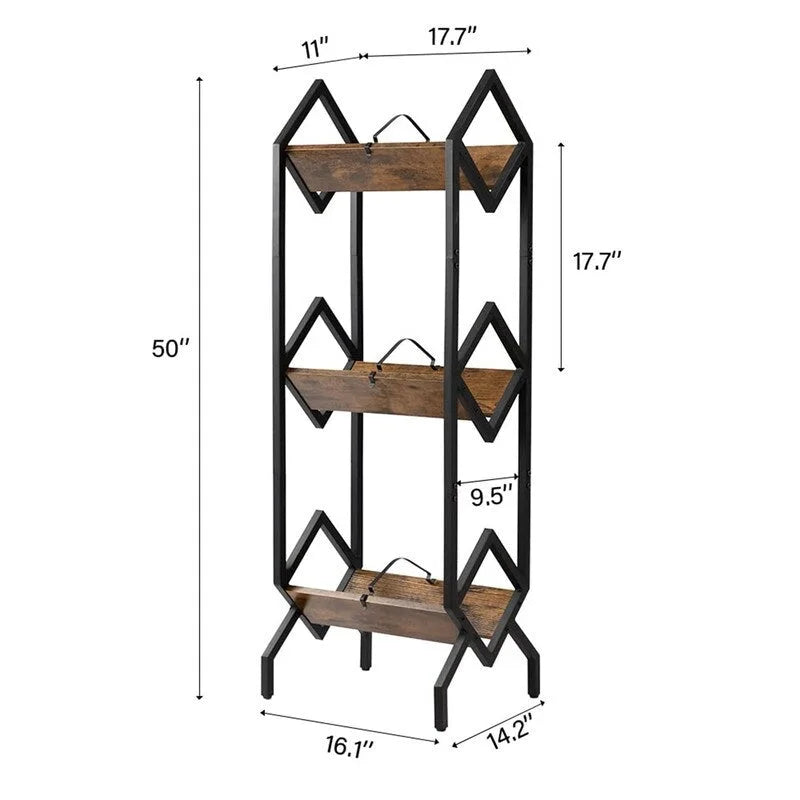 3 Tier Vinyl Record Storage Rack - 14.2D x 16.1W x 50H